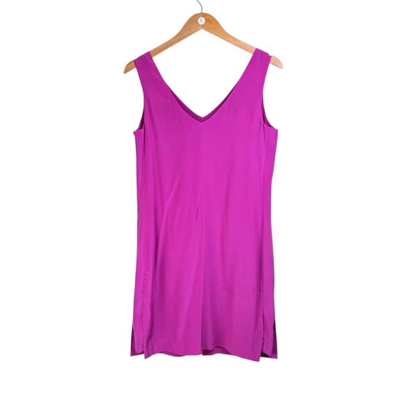Cynthia Rowley Magenta Pink Purple 100% Silk Sleeveless V-neck Mini Slip Dress - Picture 4 of 10